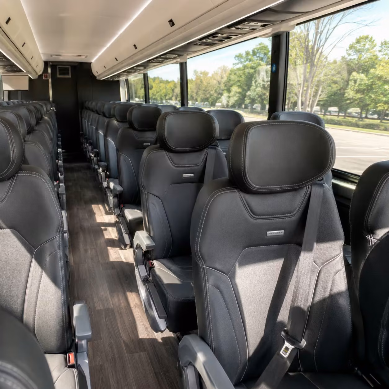 a charter bus fleet for large aurora weddings with multiple venues